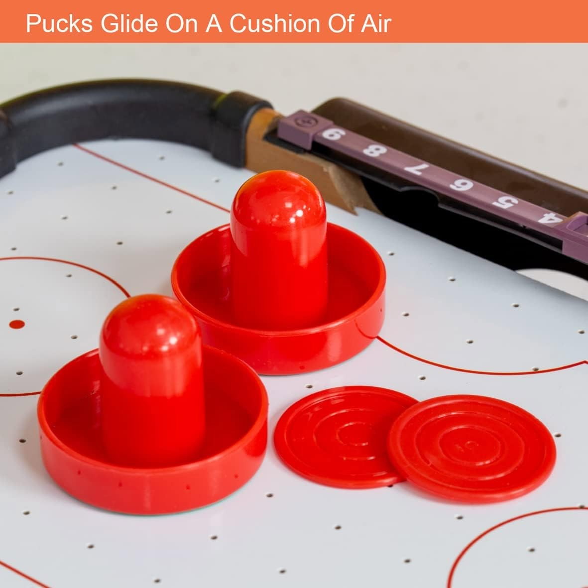 Masa Air Hockey Graffiti cu Picioare Lungi, Flippy, Lemn, 2 Pucuri, Tabela Scor, 2 Impingatoare, 76x38x61 cm, Maro [5]