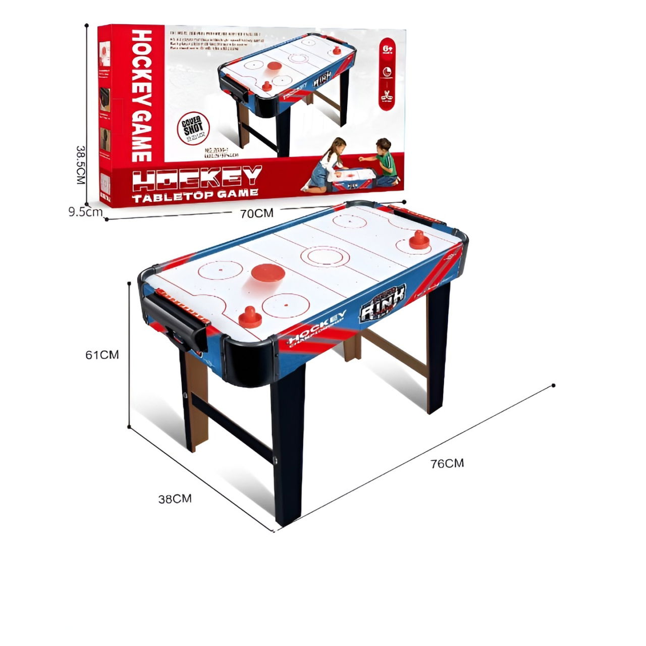Masa Air Hockey Graffiti cu Picioare Lungi, Flippy, PVC, 2 Pucuri, Tabela Scor, 2 Impingatoare, 76x38x61 cm, Albastru [2]