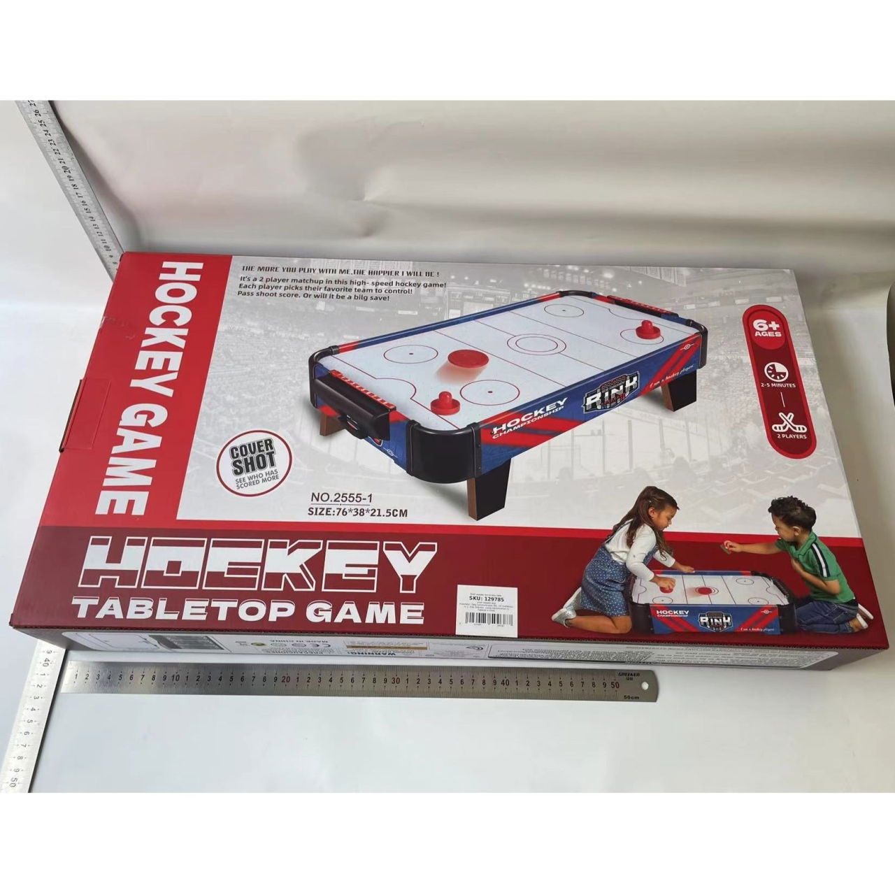 Masa Air Hockey Graffiti cu Picioare Scurte, Flippy, PVC, 2 Pucuri, Tabela Scor, 2 Impingatoare, 76x38x21.5 cm, Albastru [3]