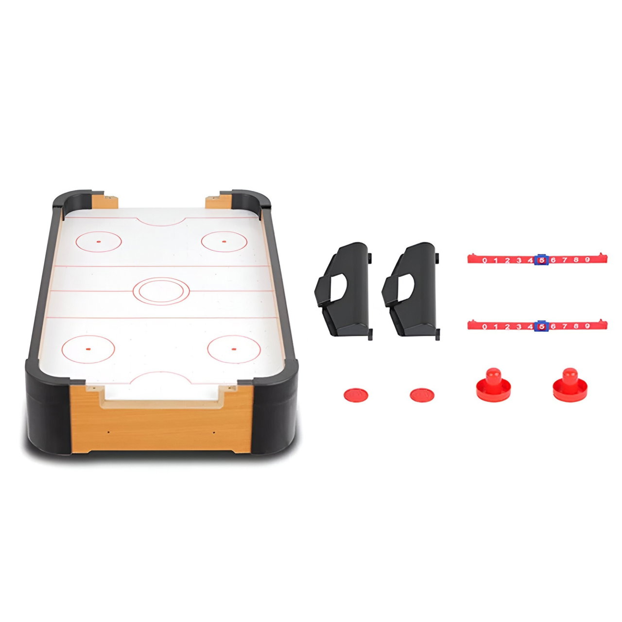 Masa Air Hockey Graffiti fara Picioare, Flippy, Lemn, 2 Pucuri, Tabela Scor, 2 Impingatoare, 57x31x9.5 cm, Maro [3]