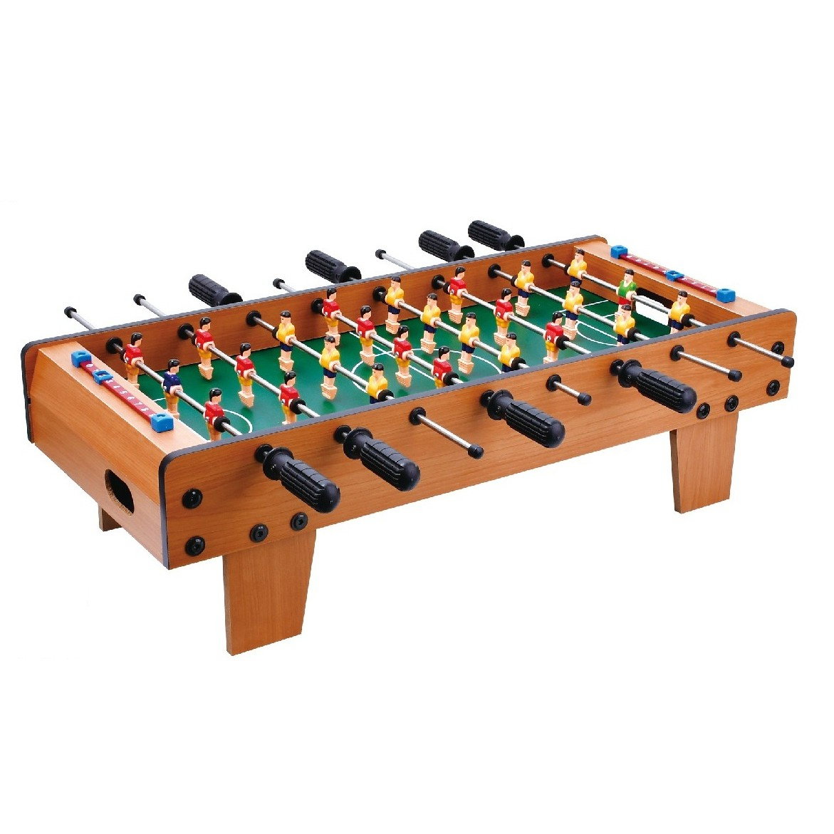 Masa de Fotbal cu Teren, Flippy, cu Picioare Scurte, 8 Manere, Tablou de Scor, 64 x 20 x 47 cm, din Lemn/Otel/ABS, Maro [1]