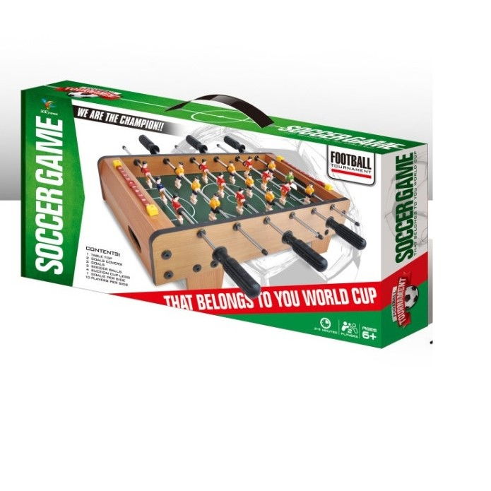 Masa de fotbal cu teren si 18 jucatori Flippy, 6 manere, cu tablou pentru scor, din metal, lemn si ABS, 50 x 25 x 18 cm, cu picioare, pentru copii/adulti [5]