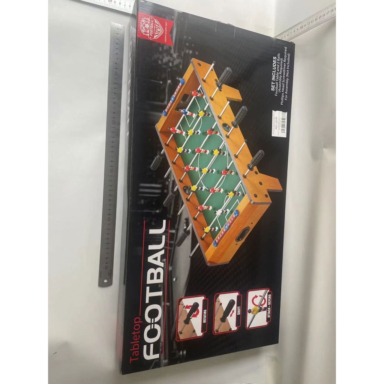 Masa de Fotbal cu Teren si 18 Jucatori Flippy, 6 Manere, cu Tablou pentru Scor, din Metal, Lemn si ABS, 69 x 36.5 x 23 cm, cu Picioare, pentru copii/adulti [8]