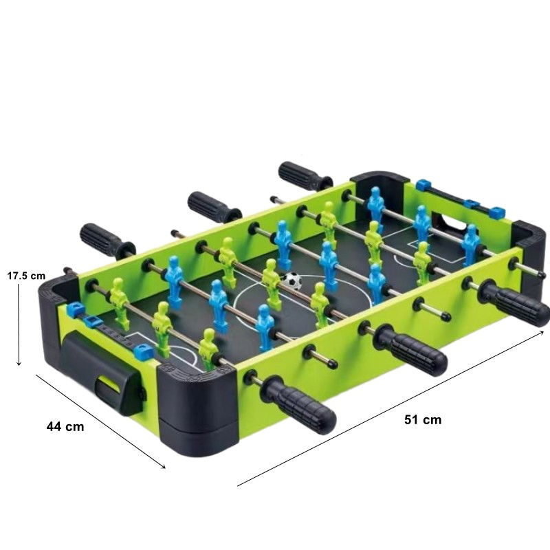 Masa de fotbal cu teren si 18 jucatori Flippy, 6 manere, cu Tablou Scor, din Metal si ABS, 51 x 44 x 17.5 cm, Design Multicolor, pentru copii/adulti, verde [3]