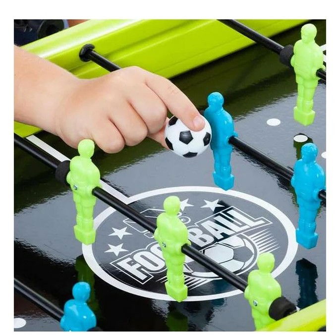 Masa de fotbal cu teren si 18 jucatori Flippy, 6 manere, cu Tablou Scor, din Metal si ABS, 70 x 59 x 64 cm, Design Multicolor, pentru copii/adulti, verde [3]