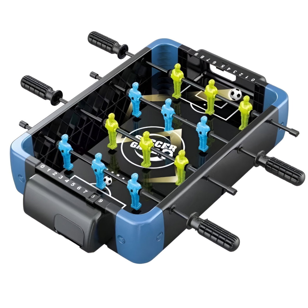 Masa de Joc 5in1 Flippy, cu Teren Schimbabil de Fotbal, Basket, Bowling, Curling si Hockey, cu Tablou Scor, din ABS, 47.5x32x8.5 cm, Design Multicolor, pentru Copii/ Adulti [1]