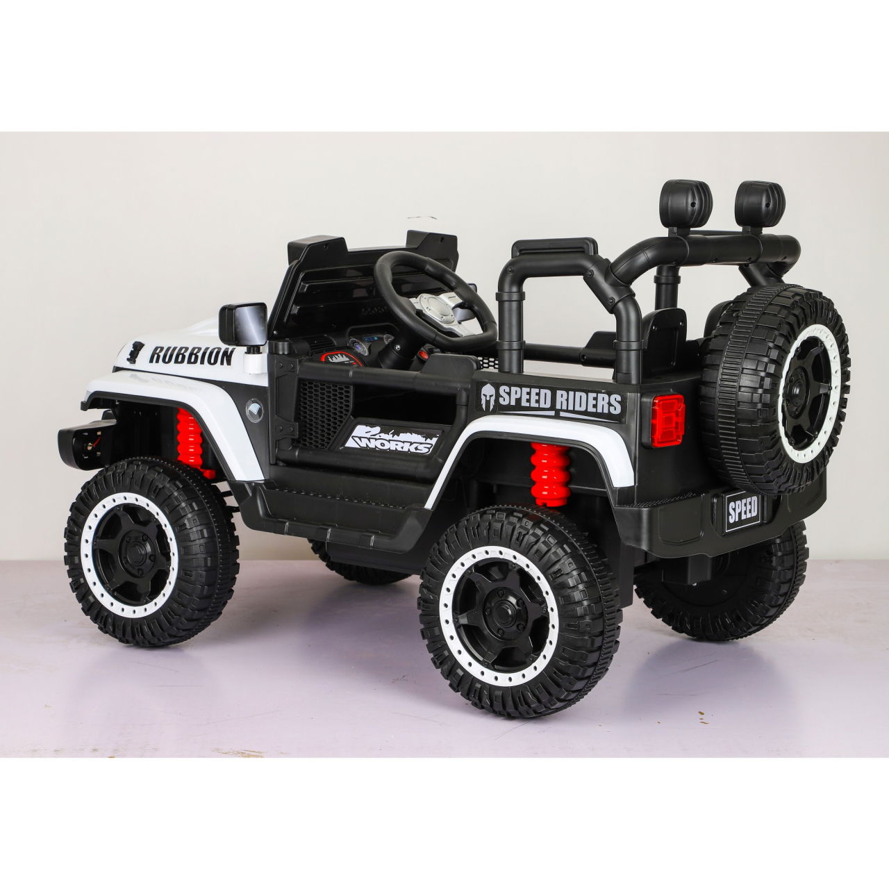 Masina Electrica pentru Copii, Flippy, Off-Road, Conectare Bluetooth, telecomanda, Tractiune Spate, Lumina Intermitenta, Baterie 12V 7Ah, 120 x 63 x 68cm, Alb [2]