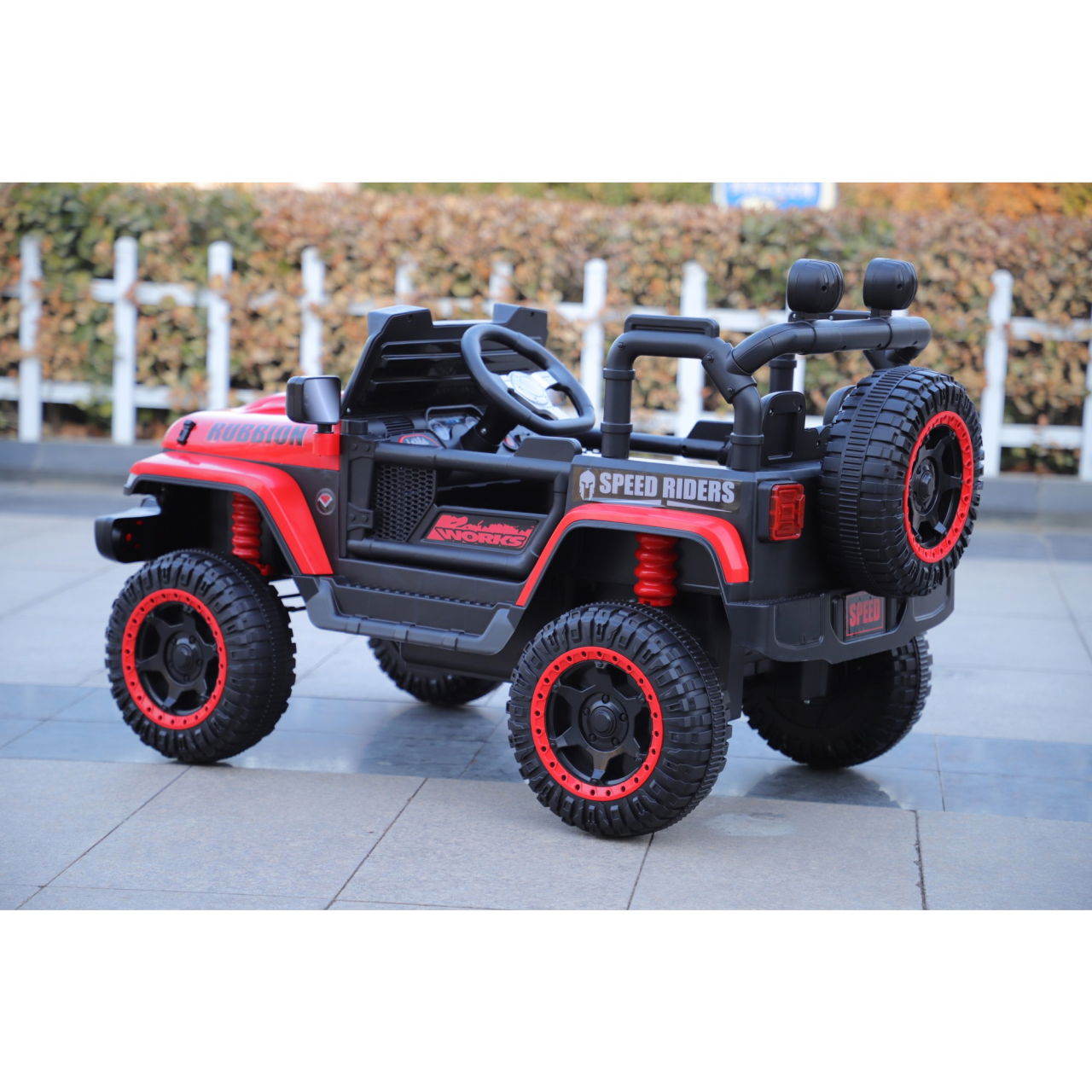 Masina Electrica pentru Copii, Flippy, Off-Road, Conectare Bluetooth, telecomanda, Tractiune Spate, Lumina Intermitenta, Baterie 12V 7Ah, 120 x 63 x 68cm, Rosu [4]