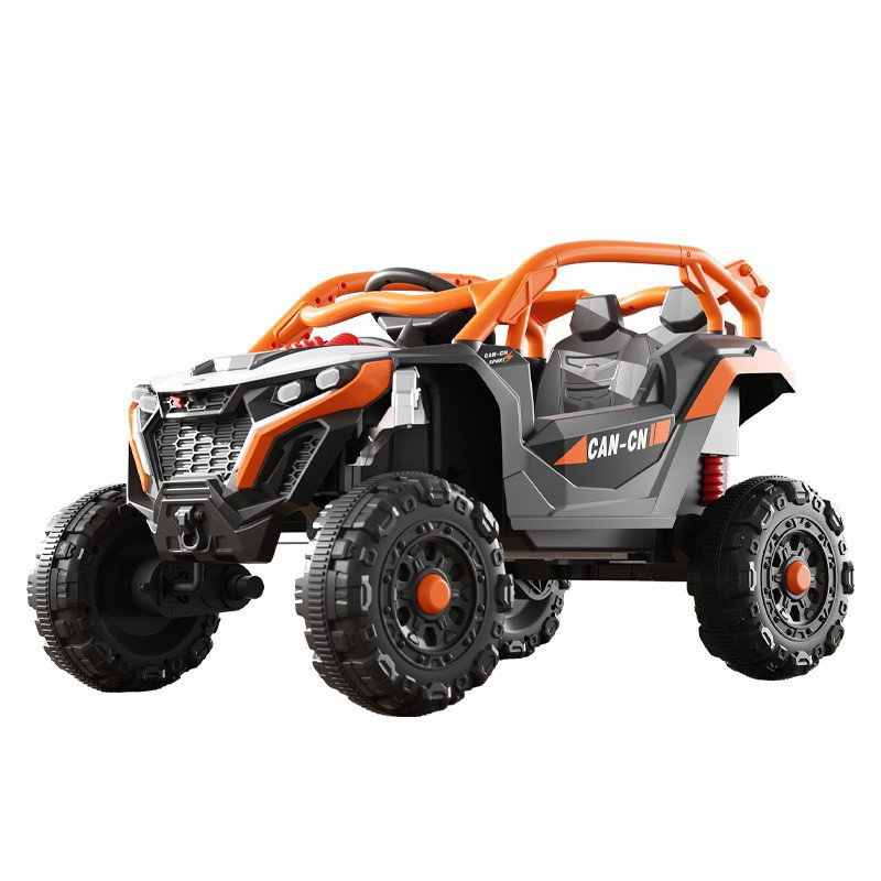 Masina Electrica pentru Copii, Flippy, Tip Buggy/UTV Off-Road Dual Drive, Conectare Bluetooth, Telecomanda, Lumina Intermitenta si Muzica, 6V 7Ah, 97 x 62 x 58 cm, Portocaliu Negru [1]