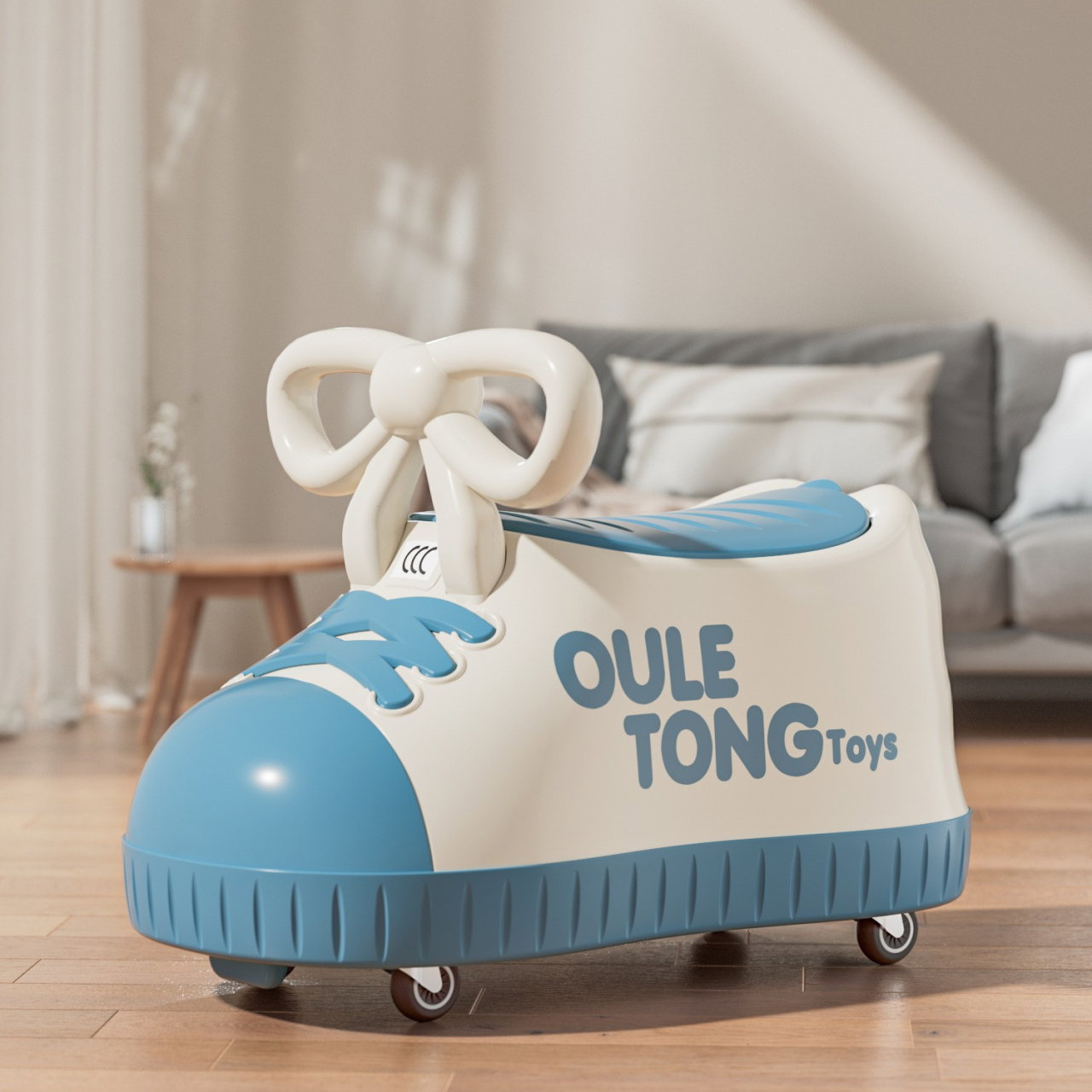 Masina pentru Copii, Flippy, Model Pantof, 4 Roti, 1-6 ani, Cutie de Depozitare, din ABS, 48 x 27 x 34 cm, Albastru [4]