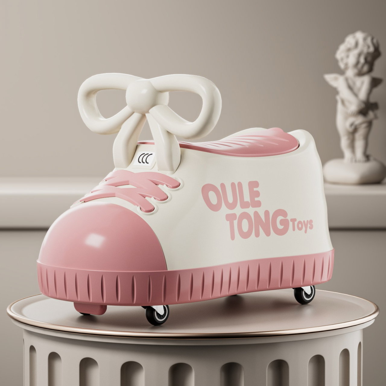 Masina pentru Copii, Flippy, Model Pantof, 4 Roti, 1-6 ani, Cutie de Depozitare, din ABS, 48 x 27 x 34 cm, Roz [5]