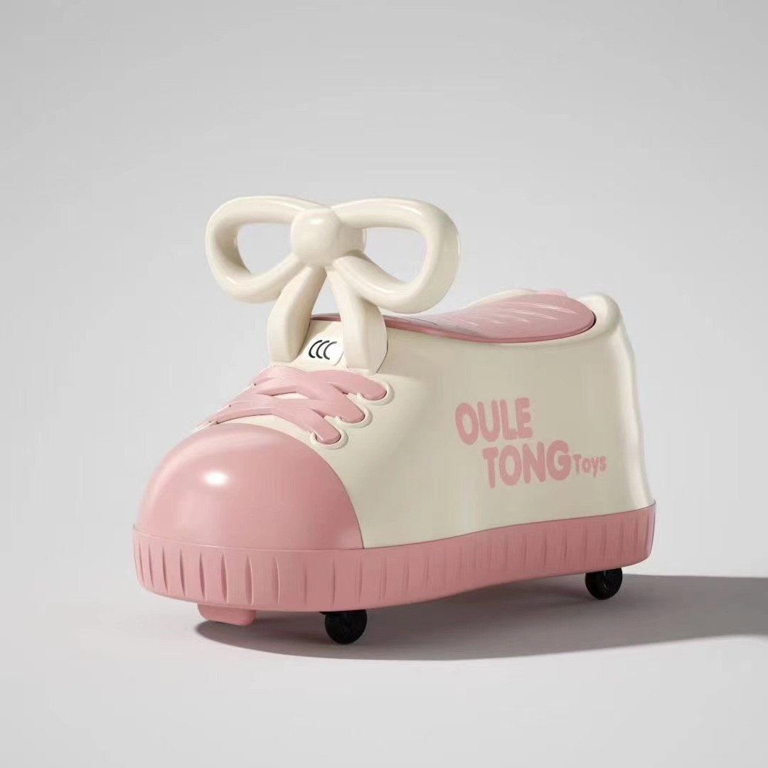 Masina pentru Copii, Flippy, Model Pantof, 4 Roti, 1-6 ani, Cutie de Depozitare, din ABS, 48 x 27 x 34 cm, Roz [2]