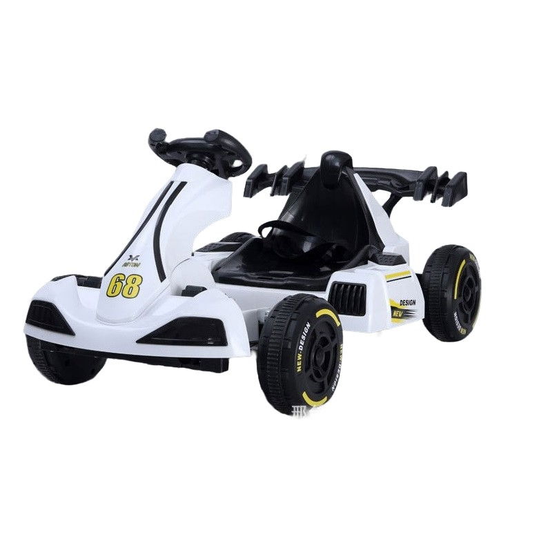 Masinuta Electrica Flippy, Tip Kart, cu Telecomanda, Dimensiune Reglabila, 2 Viteze, Sistem de Lumini si Sunet, Pentru Copii intre 1.2 - 1.6 Inaltime, 105 x 55 x 50 cm, Alb [1]