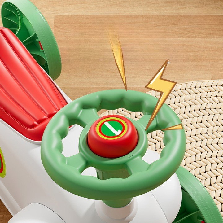 Masinuta Ride-On Flippy, cu Sistem Anti-Rasturnare, Claxon pe Volan, 1-6 Ani, 60 x 28 x 34 cm, Alb-Verde [3]