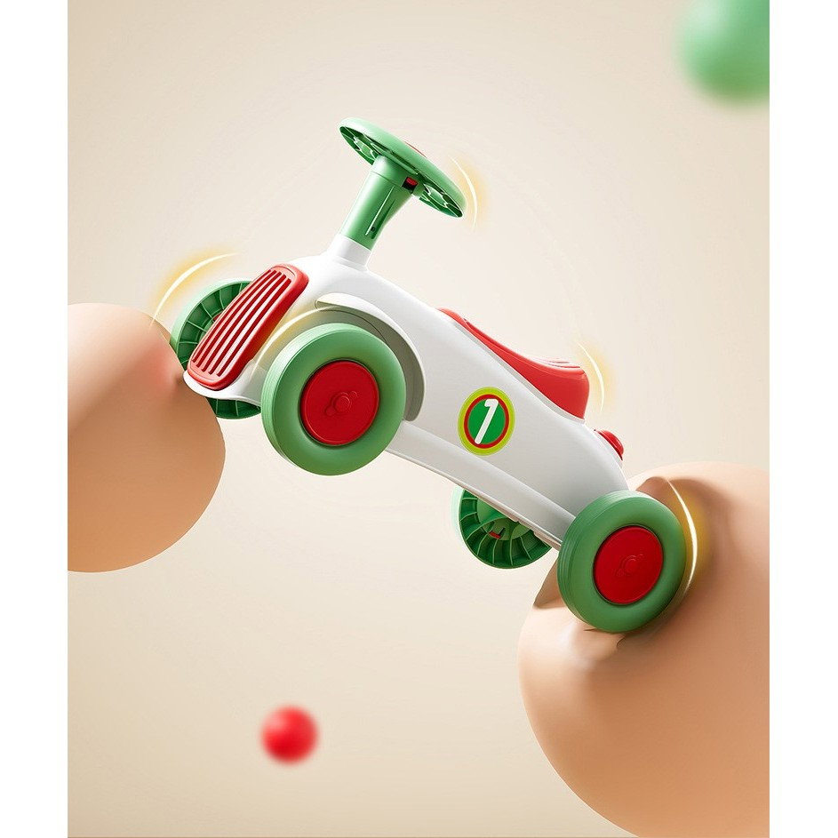 Masinuta Ride-On Flippy, cu Sistem Anti-Rasturnare, Claxon pe Volan, 1-6 Ani, 60 x 28 x 34 cm, Alb-Verde [9]