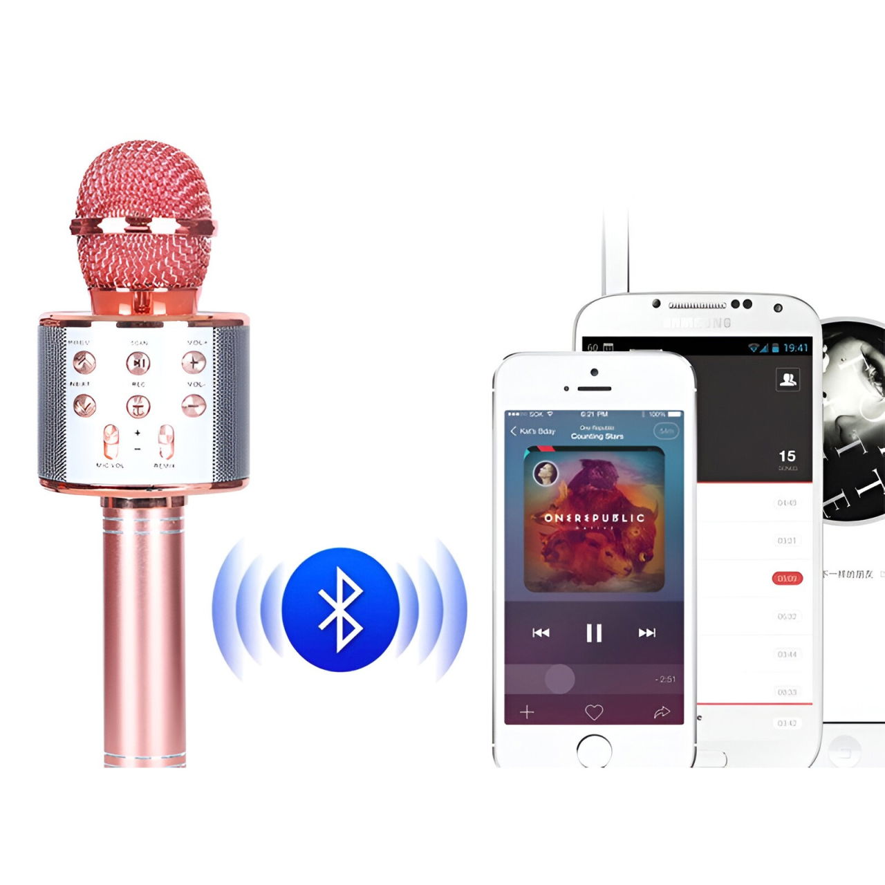 Microfon Karaoke, Flippy, pentru Copii, Bluetooth, Boxa Incorporata, Compatibil cu Orice Smartphone, Acumulator Integrat, Multifunctional, Rose Gold [7]