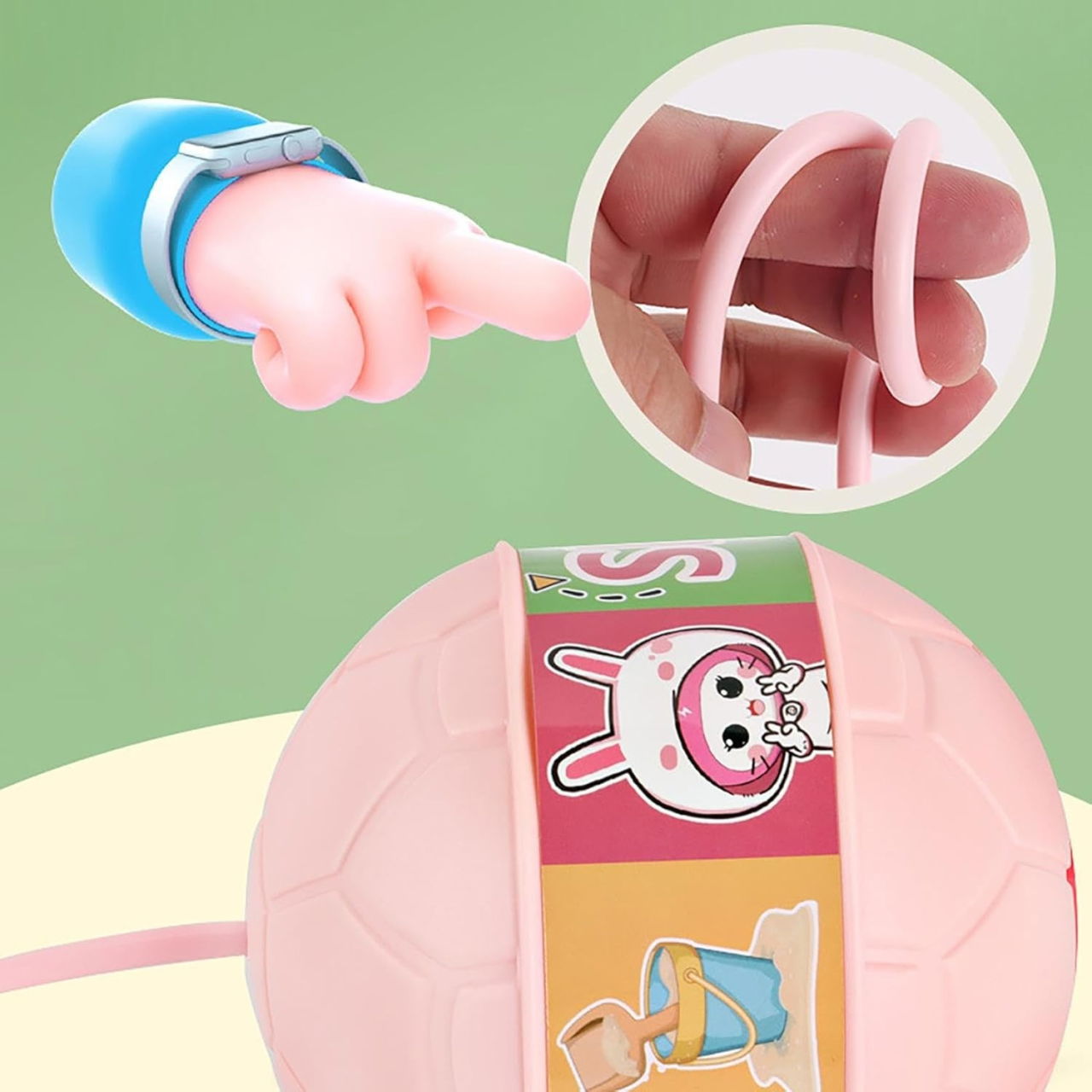 Minge pentru Sarit, Flippy, Tip Coarda Hula Hoop, Cerc 12 cm, Coarda 52 cm, Minge 12 x 11 cm, Functie Iluminat, 4-6 Ani, Plastic, Roz [7]