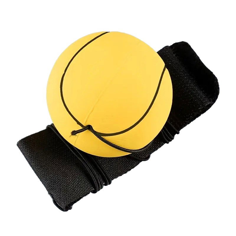 Minge Saltareata Hiperelastica, Flippy, Model Minge de Tenis cu Fixare de Mana, Space Moon Ball foarte Elastica, Antistress pentru Copii, Diametru 66 mm, Galben [1]