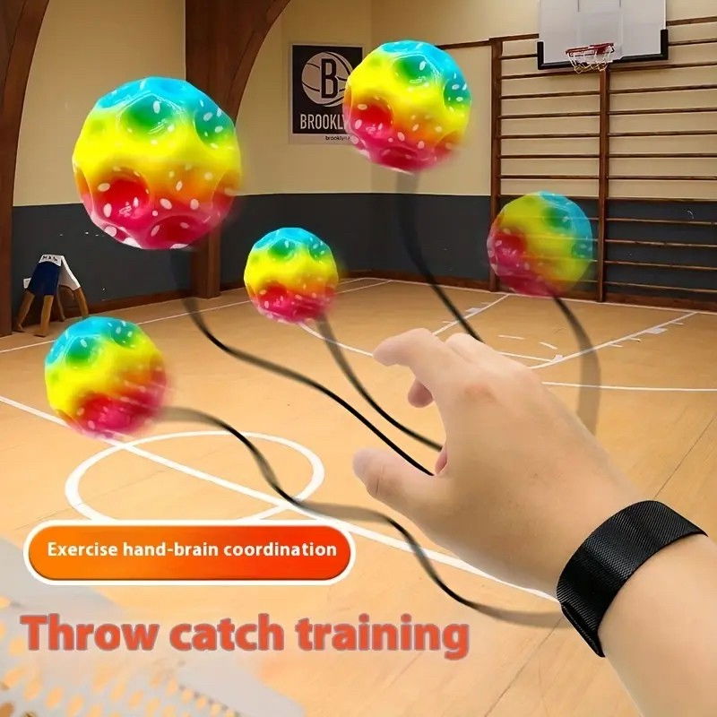 Minge Saltareata Hiperelastica, Flippy, Space Moon Ball foarte Elastica, Antistress pentru Copii, Diametru 66 mm, Multicolor Galben [4]