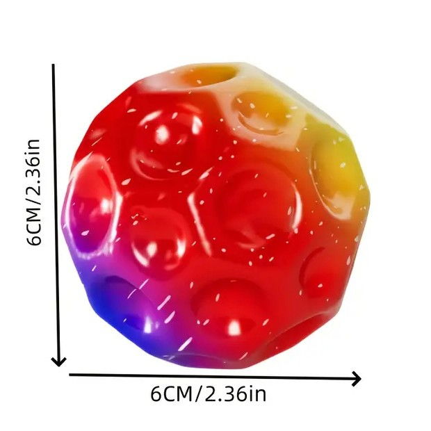 Minge Saltareata Hiperelastica, Flippy, Space Moon Ball foarte Elastica, Antistress pentru Copii, Diametru 66 mm, Multicolor Rosu [2]