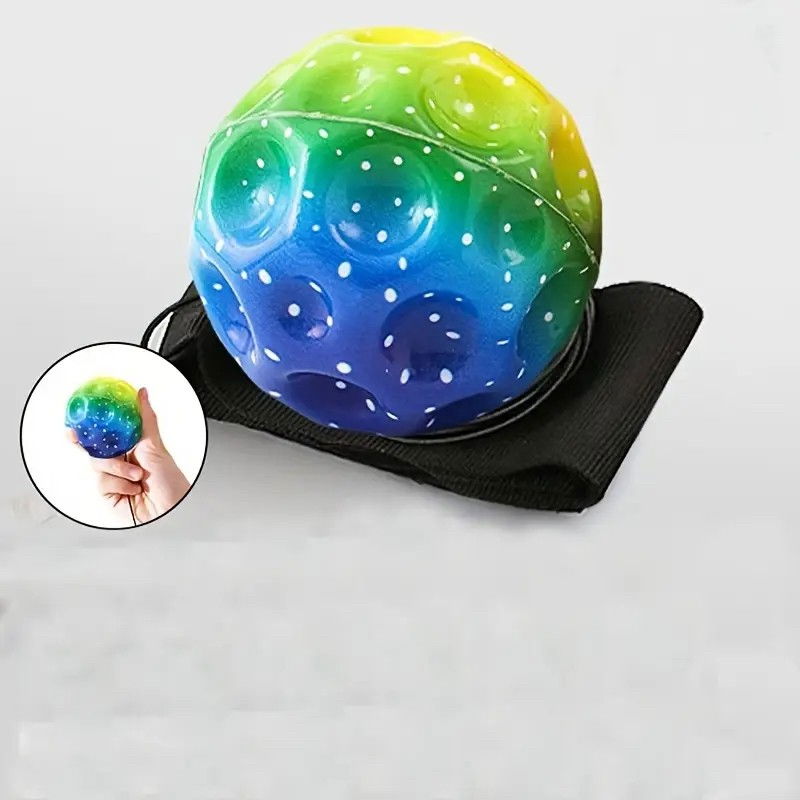 Minge Saltareata Hiperelastica, Flippy, Space Moon Ball foarte Elastica, Antistress pentru Copii, Diametru 66 mm, Multicolor Verde [3]