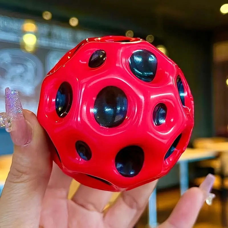 Minge Saltareata Hiperelastica, Flippy, Space Moon Ball foarte Elastica, Antistress pentru Copii, Diametru 66 mm, Rosu [3]