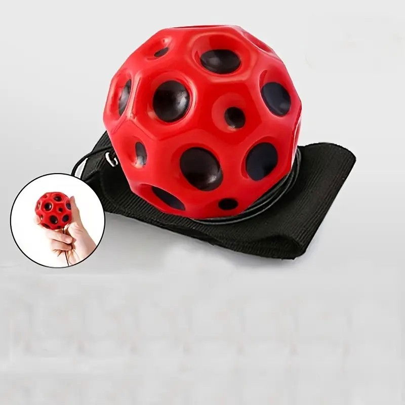 Minge Saltareata Hiperelastica, Flippy, Space Moon Ball foarte Elastica, Antistress pentru Copii, Diametru 66 mm, Rosu [4]