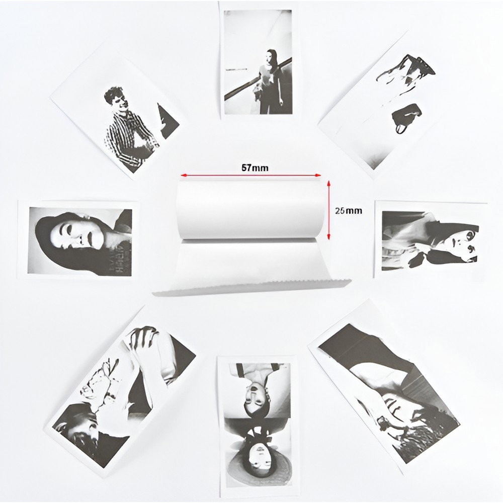 Mini Imprimanta Foto Portabila, Flippy, 5 Role de Hartie Termica, 5 Role Autocolante, 3 Role Colorate, Pixuri, Incarcare USB, Model Pisica, Alb Roz [2]