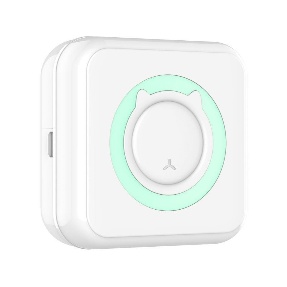 Mini Imprimanta Foto Portabila, Flippy, 5 Role de Hartie Termica, 5 Role Autocolante, 3 Role Colorate, Pixuri, Incarcare USB, Model Pisica, Alb Verde [5]