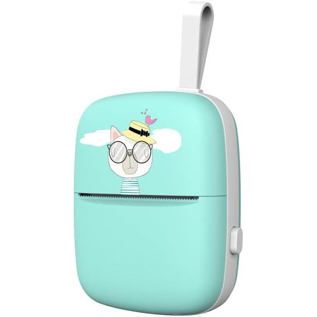 Mini Imprimanta Foto Portabila, Flippy, Incarcare USB, Bluetooth, Model Pisica, Print Alb-Negru, Albastru [3]