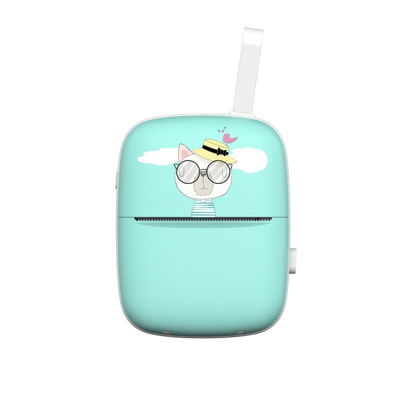 Mini Imprimanta Foto Portabila, Flippy, Incarcare USB, Bluetooth, Model Pisica, Print Alb-Negru, Albastru [5]