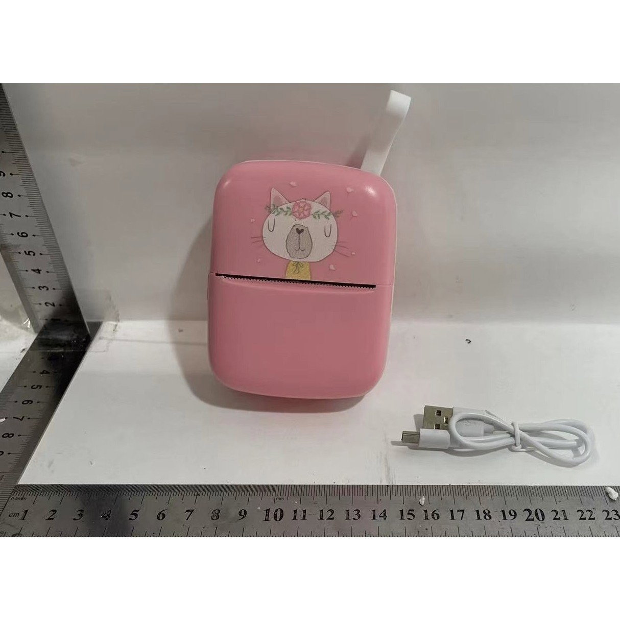 Mini Imprimanta Foto Portabila, Flippy, Incarcare USB, Bluetooth, Model Pisica, Print Alb-Negru, Roz [4]