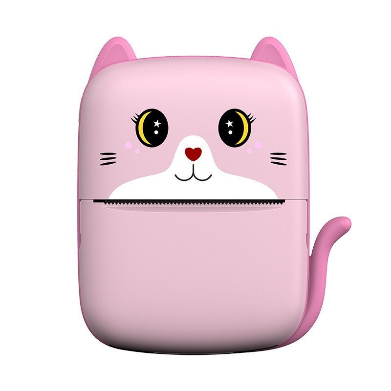 Mini Imprimanta Foto Portabila, Flippy, Incarcare USB, Bluetooth, Model Pisicuta, Print Alb-Negru, Roz [1]