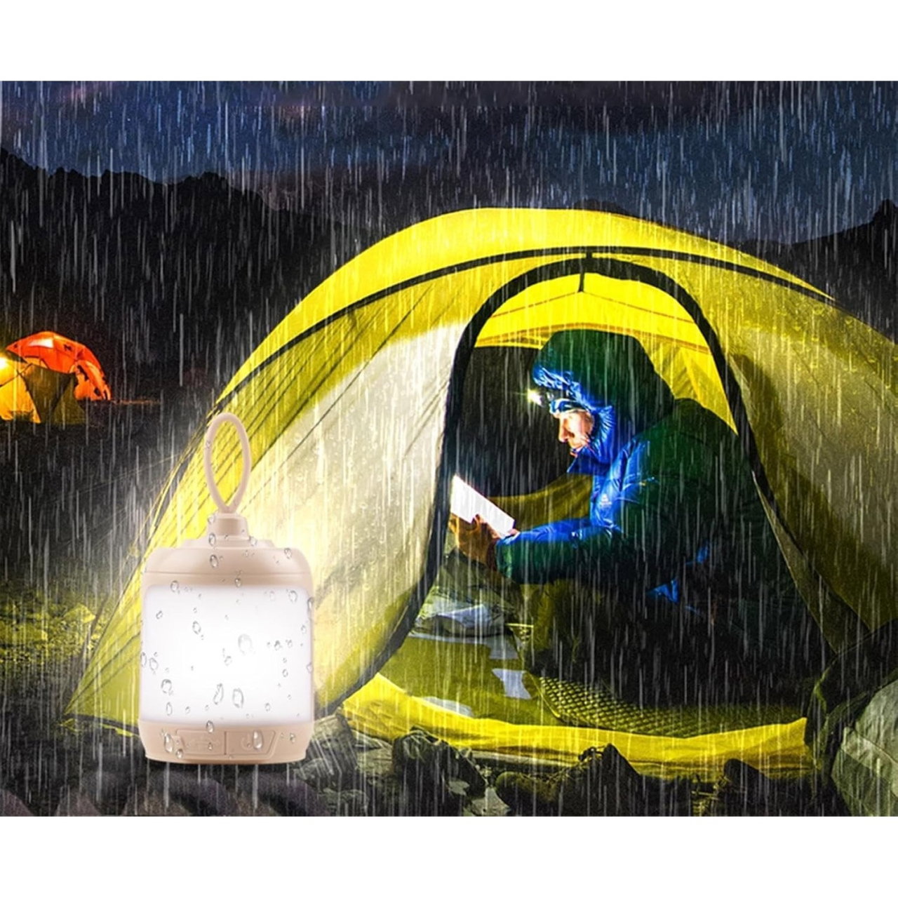 Mini Lampa LED de Camping, Flippy, pentru Aer Liber, Reincarcabila USB Type C, 3 Trepte de Lumina, Portabila, 13.8 x 6.5 cm, 5V, Alb [5]