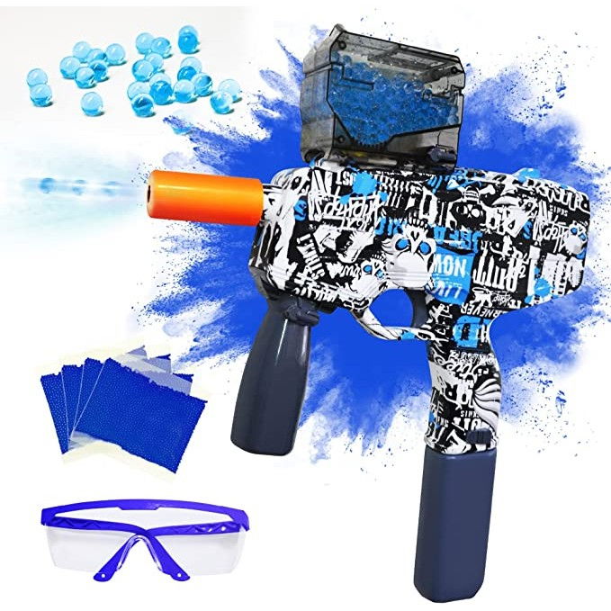 Mitraliera de jucarie electrica Flippy cu bile de hidrogen de gel, gun bluster, tragere in rafala, varsta peste 6 ani, ochelari de protectie, 5000 de bile incluse, cablu de incarcare, 40.1 x 31.6 cm,  [2]