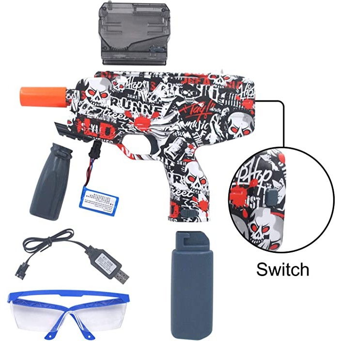 Mitraliera de jucarie electrica Flippy cu bile de hidrogen de gel, gun bluster, tragere in rafala, varsta peste 6 ani, ochelari de protectie, 5000 de bile incluse, cablu de incarcare, 40.1 x 31.6 cm,  [3]