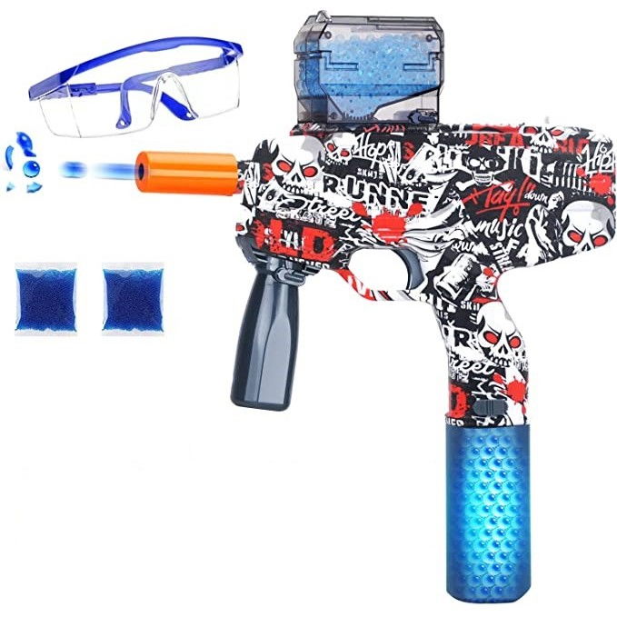 Mitraliera de jucarie electrica Flippy cu bile de hidrogen de gel, gun bluster, tragere in rafala, varsta peste 6 ani, ochelari de protectie, 5000 de bile incluse, cablu de incarcare, 40.1 x 31.6 cm,  [4]