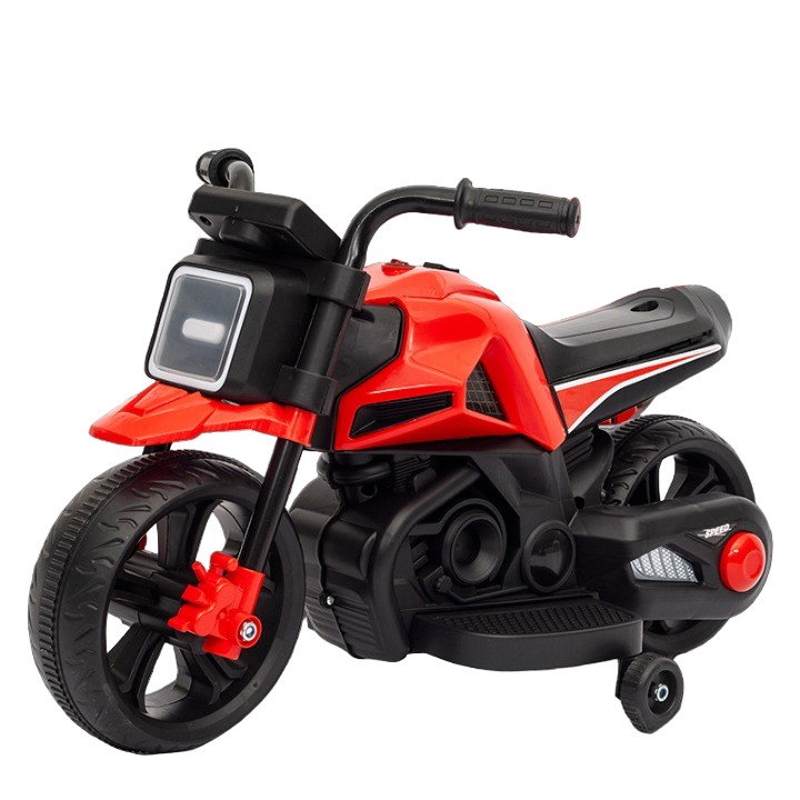 Motocicleta Electrica cu 2 Roti Mari si 2 Roti Ajutatoare, Flippy, Acumulator Incarcare, Anti-Rasturnare, Lumini, Muzica, Motor:380, Baterie 6V4.5, 41.5x70x34 cm, 4.5 Kg, 3 Ani+, Rosu Negru [1]