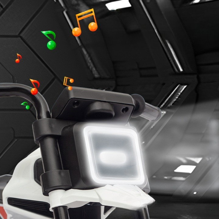 Motocicleta Electrica cu 2 Roti Mari si 2 Roti Ajutatoare, Flippy, Acumulator Incarcare, Anti-Rasturnare, Lumini, Muzica, Motor:380, Baterie 6V4.5, 41.5x70x34 cm, 4.5 Kg, 3 Ani+, Alb Negru [6]