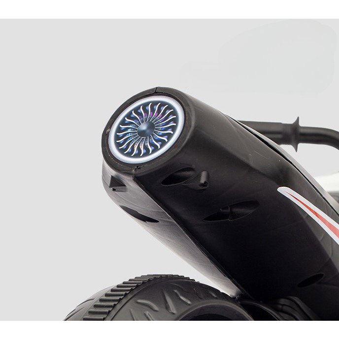 Motocicleta Electrica cu 2 Roti Mari si 2 Roti Ajutatoare, Flippy, Acumulator Incarcare, Anti-Rasturnare, Lumini, Muzica, Motor:380, Baterie 6V4.5, 41.5x70x34 cm, 4.5 Kg, 3 Ani+, Alb Negru [4]