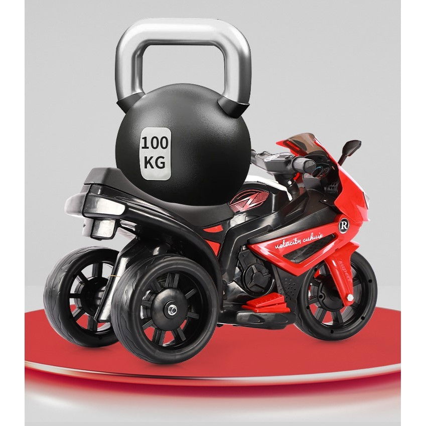 Motocicletă Electrică cu 3 Roti, Flippy, Acumulator Încarcare, Anti-Rasturnare, Lumini, Sunete, Off-Road, Baterie 6V 4.5Ah, 66x34x43cm, Rosu [11]