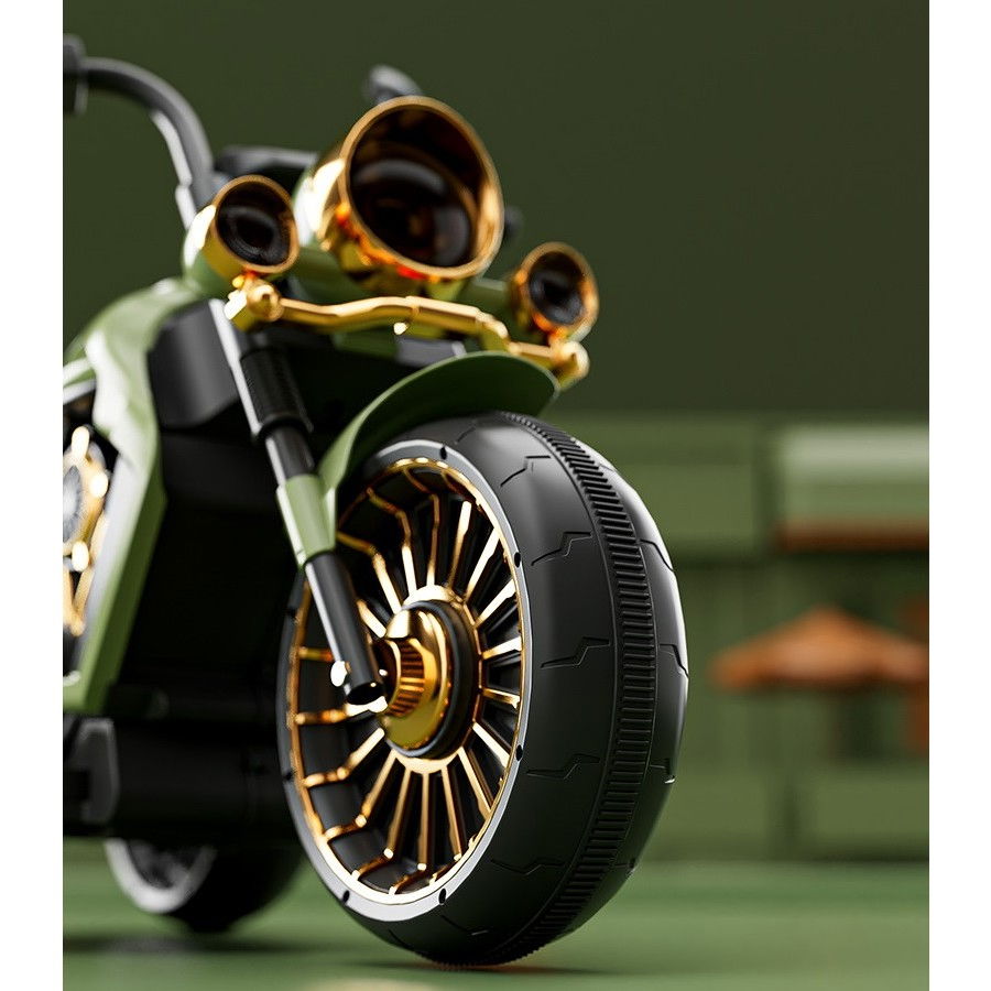 Motocicleta Electrica Flippy, cu Acumulator, Bluetooth, Sistem Anti-Rasturnare, Sistem de Lumini si Sunet, 1-8 Ani, 93 x 48 x 63 cm, Verde [9]