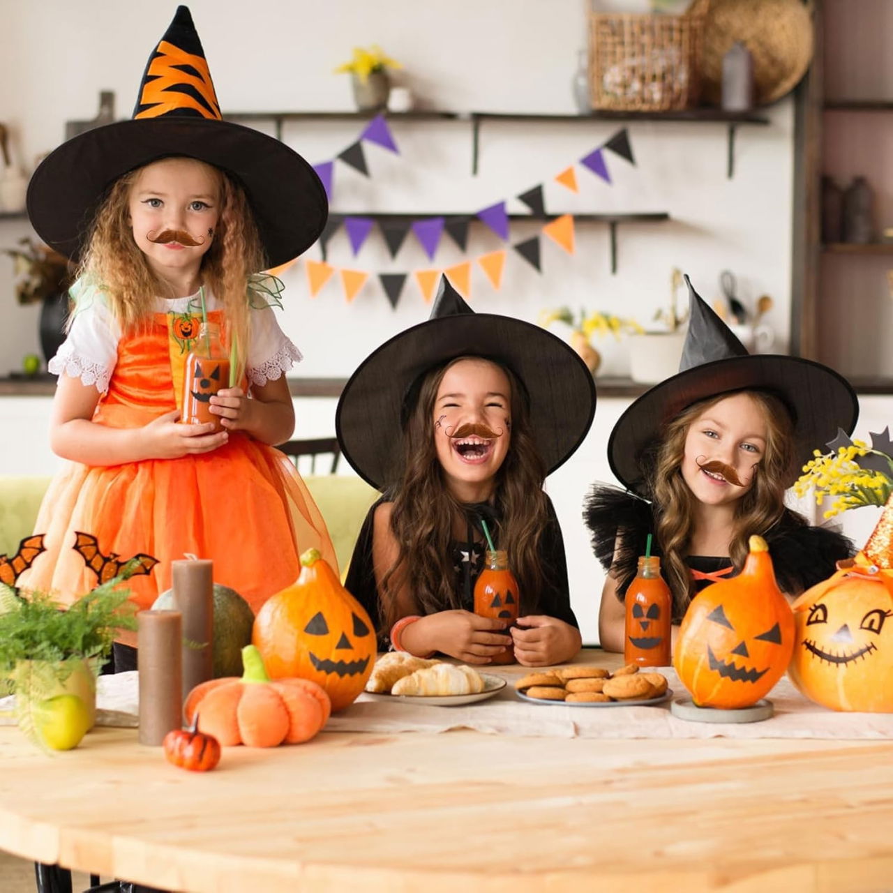 Mustata Falsa pentru Deghizari, Flippy, Petreceri Tematice, din Panza, Autoadeziv, 13 x 10 cm, Model Curbat, Maro [3]