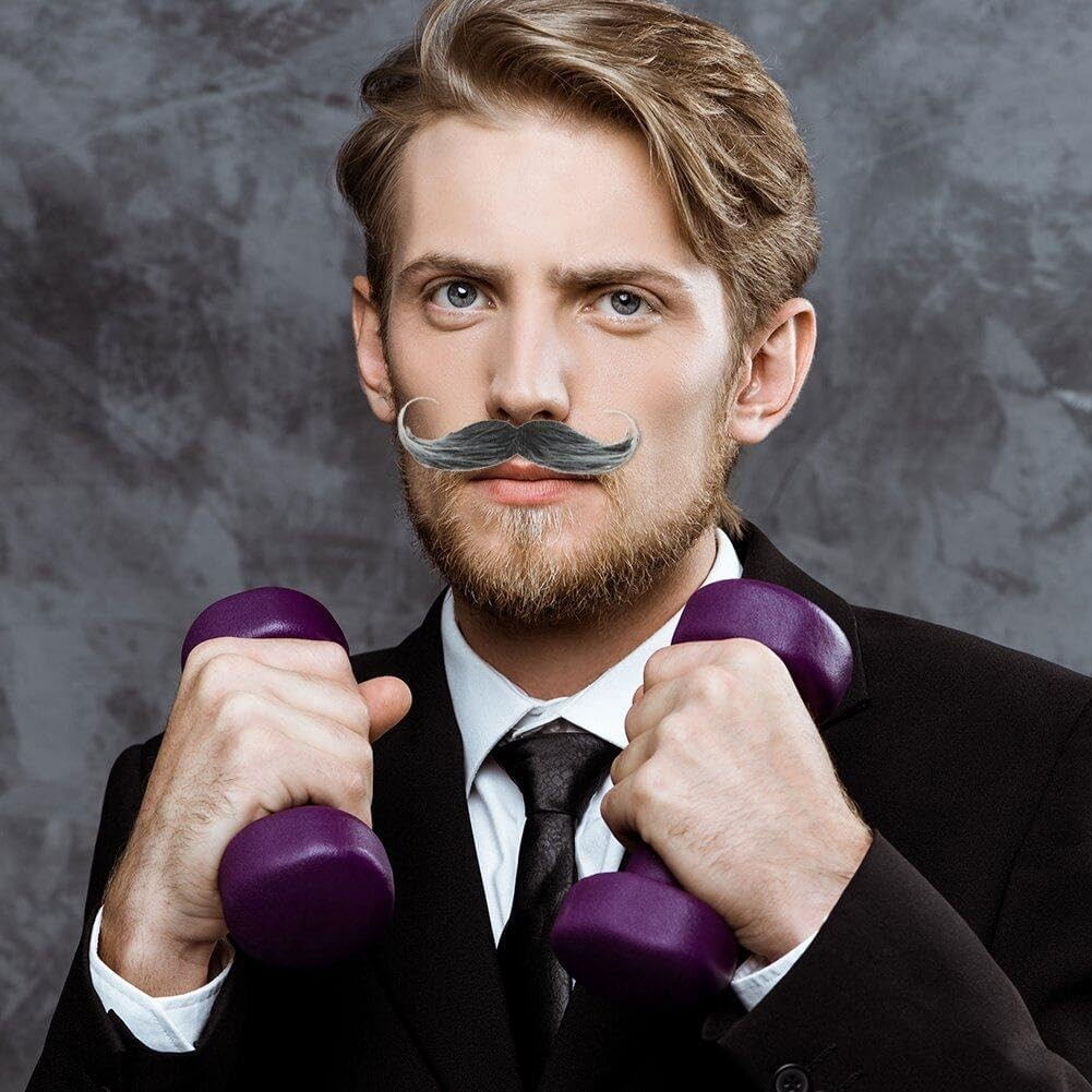 Mustata Falsa pentru Deghizari, Flippy, Petreceri Tematice, din Panza, Autoadeziv, 13 x 4 cm, Model Grizonat 1, Negru/Alb [3]