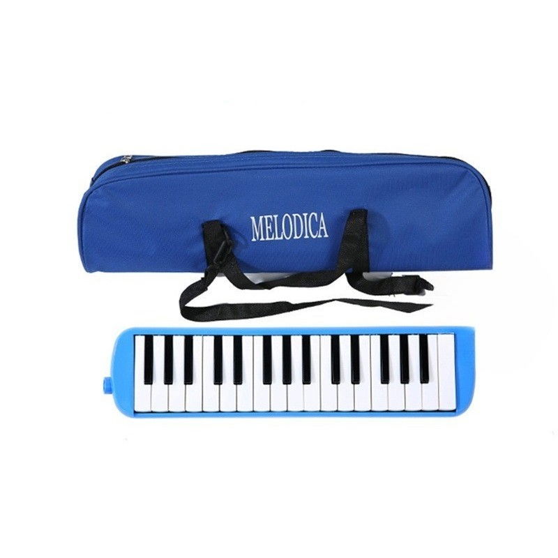 Muzicuta Melodica 32 Clape, Flippy, din ABS, pentru Incepatori, 45 x 13 x 7 cm, Include Husa si Suflator, Albastru [1]