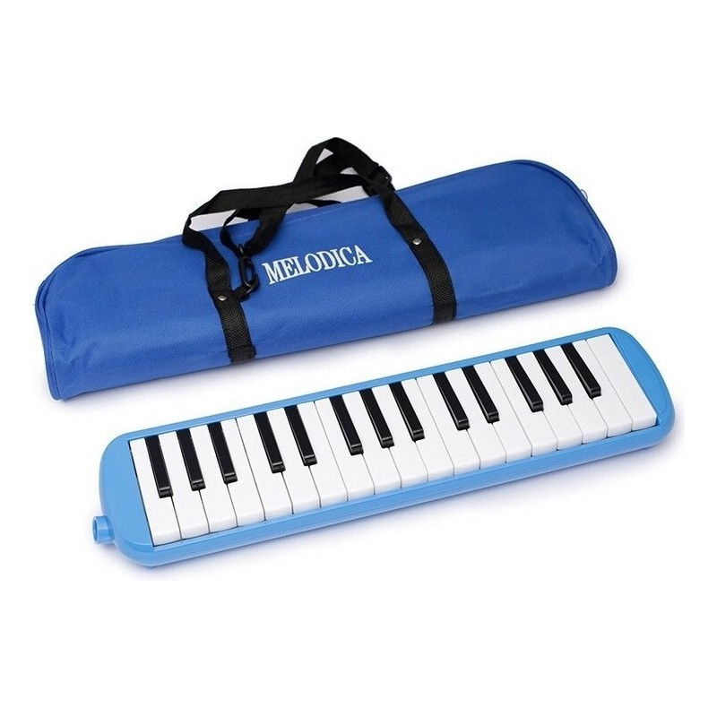 Muzicuta Melodica 32 Clape, Flippy, din ABS, pentru Incepatori, 45 x 13 x 7 cm, Include Husa si Suflator, Albastru [5]