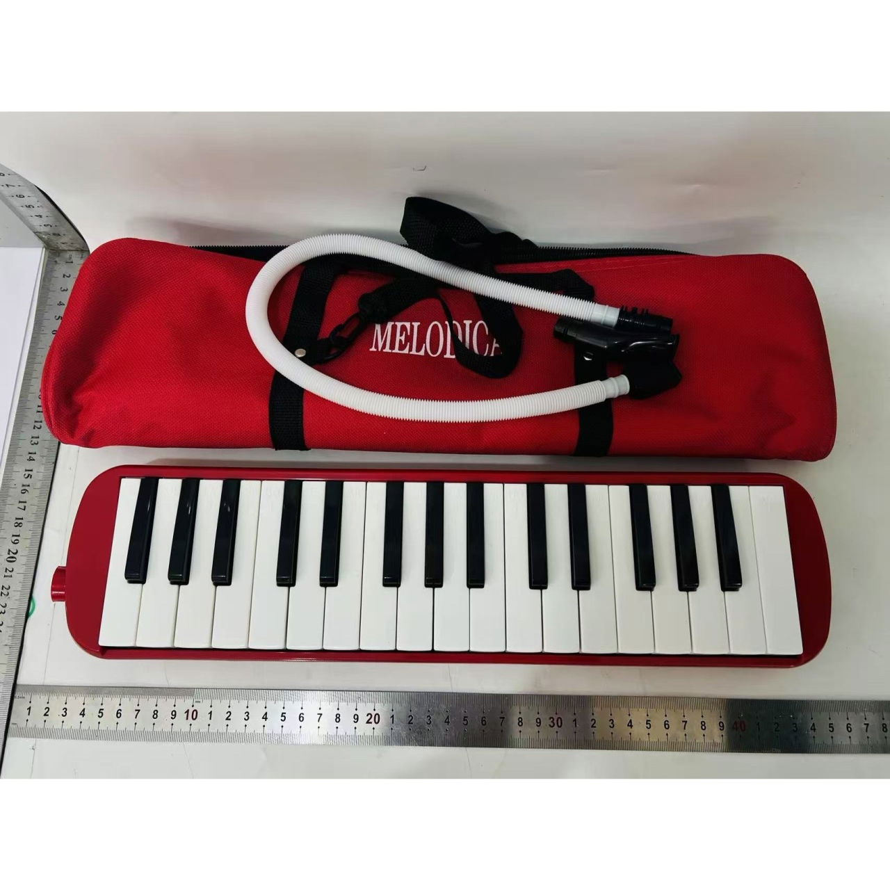 Muzicuta Melodica 32 Clape, Flippy, din ABS, pentru Incepatori, 45 x 13 x 7 cm, Include Husa si Suflator, Rosu [3]