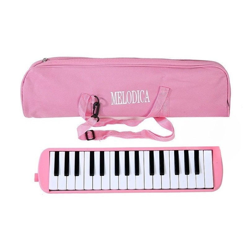 Muzicuta Melodica 32 Clape, Flippy, din ABS, pentru Incepatori, 45 x 13 x 7 cm, Include Husa si Suflator, Roz [1]
