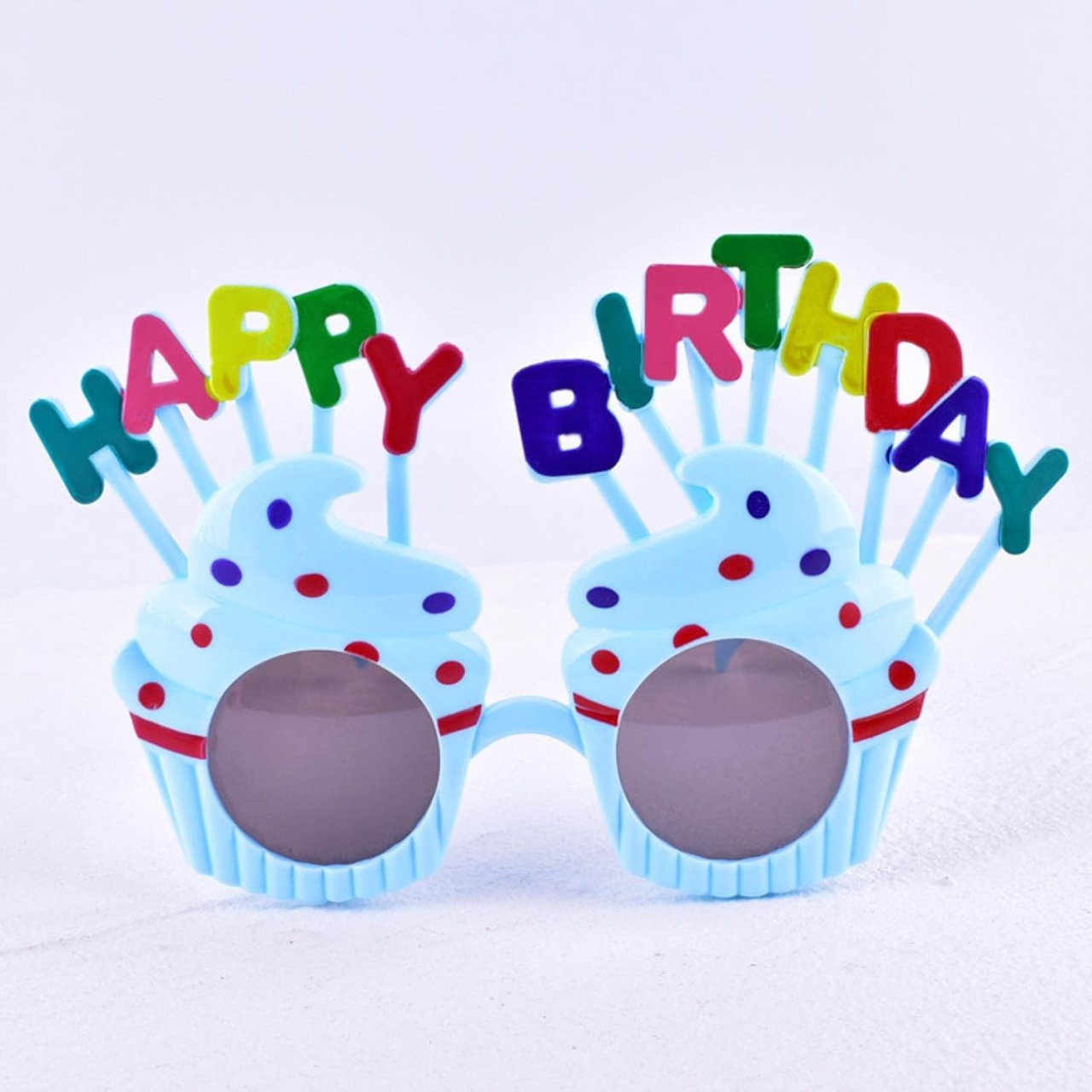 Ochelari Happy Birthday, Flippy, Tematica Aniversare, Protectie Soare, din Plastic, Model Prajiturele, 18.5x11.5 cm, Albastru [2]