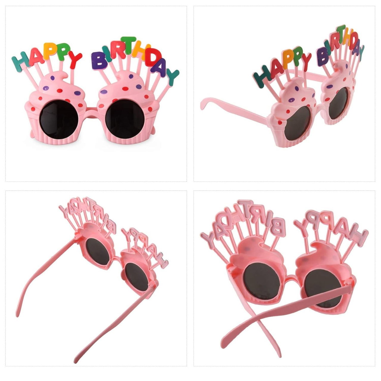 Ochelari Happy Birthday, Flippy, Tematica Aniversare, Protectie Soare, din Plastic, Model Prajiturele, 18.5x11.5 cm, Roz [5]